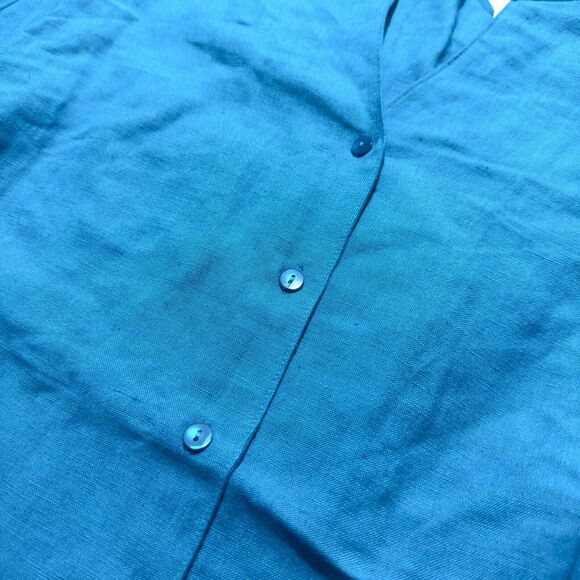 Lane Bryant Shirt Women's 18/20 Turquoise Long Sleeve Point Collar Button-Up Top - Picture 3 of 8